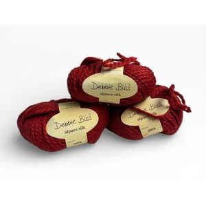 DEBBIE BLISS Alpaca Silk Yarn Red 25019 Lot of 3 Skeins 50g each